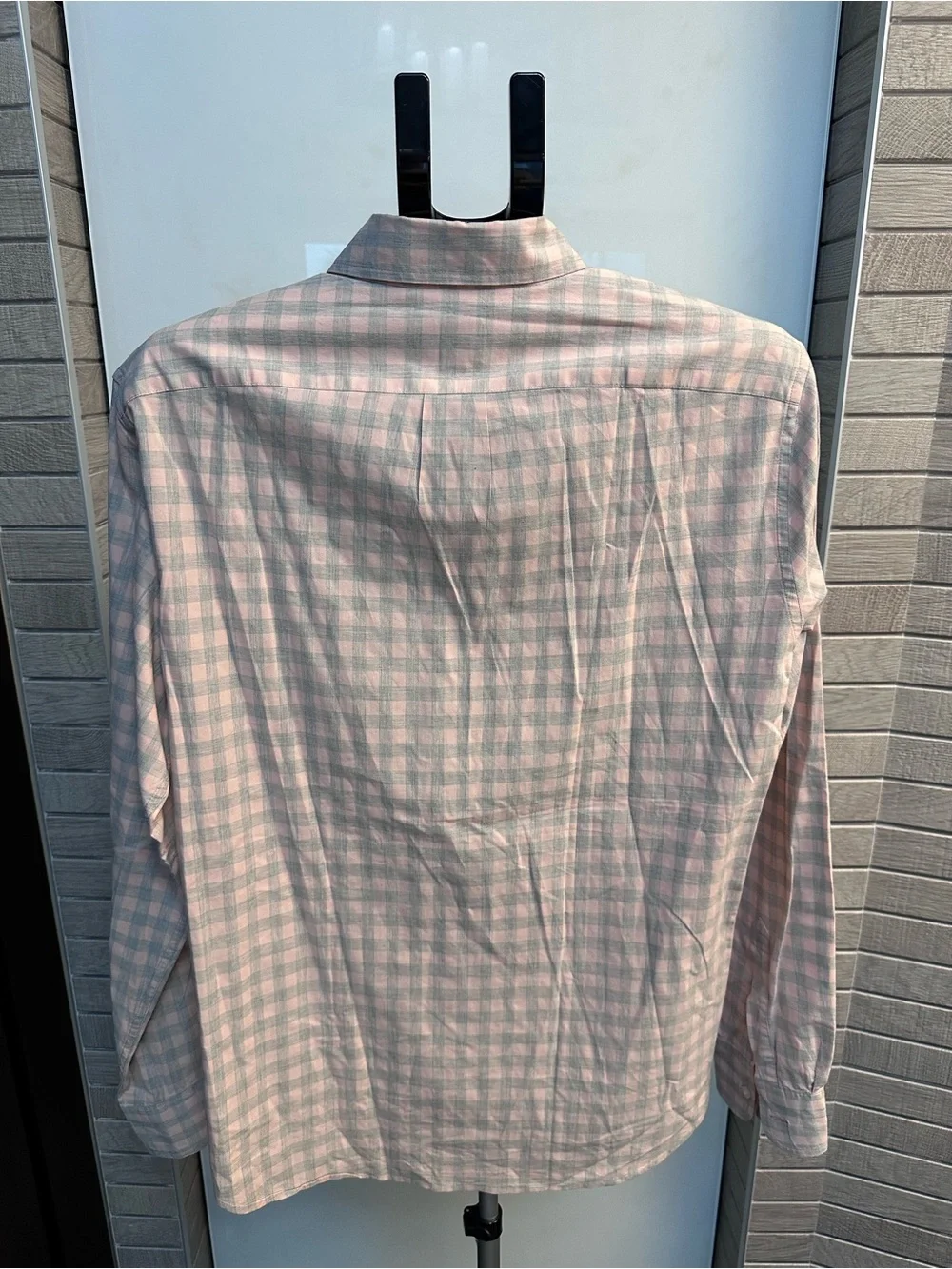 J. Crew Men's 98% Organic Cotton Pink and White Check Button-Down Shirt